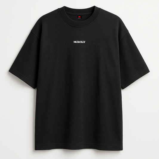 Black : Round Neck Drop Sleeved Tee For Men and Women