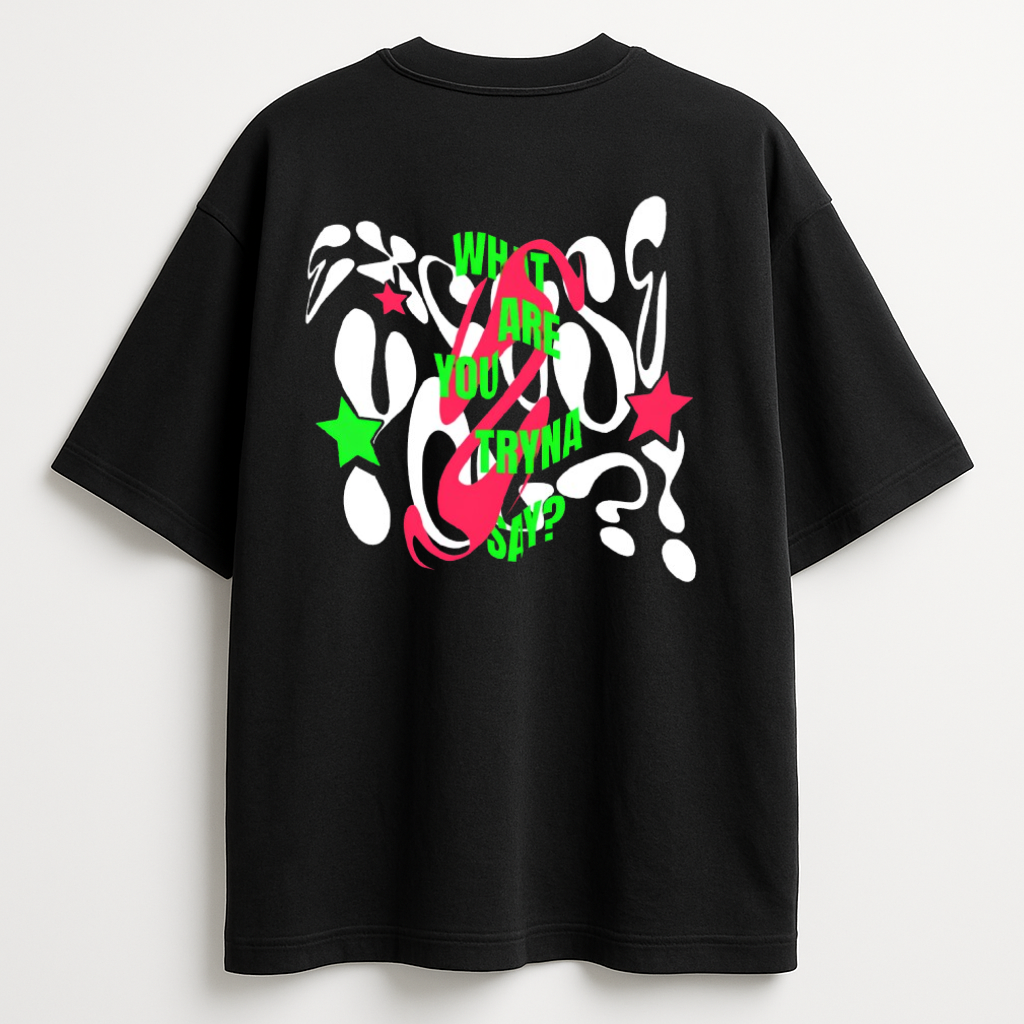 Black : Round Neck Drop Sleeved Tee For Men and Women