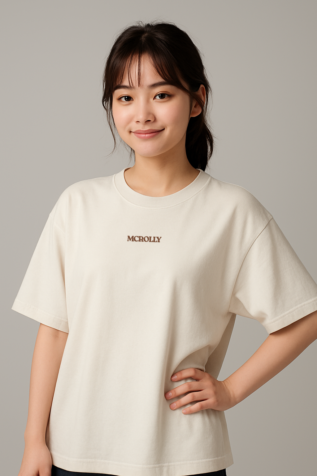 Off white : Round Neck Drop Sleeved Tee For Men and Women