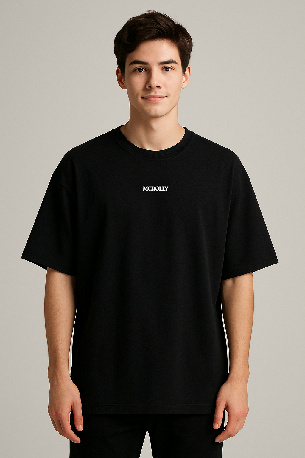 Black  : Round Neck Drop Sleeved Tee For Men and Women