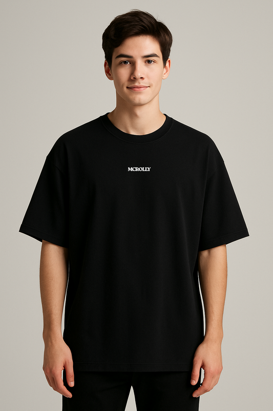 Black  : Round Neck Drop Sleeved Tee For Men and Women