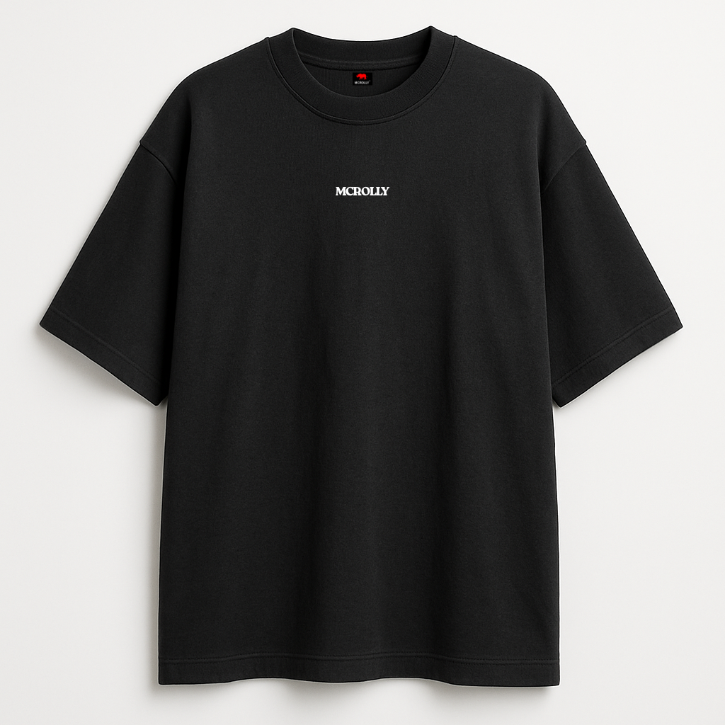 Black  : Round Neck Drop Sleeved Tee For Men and Women
