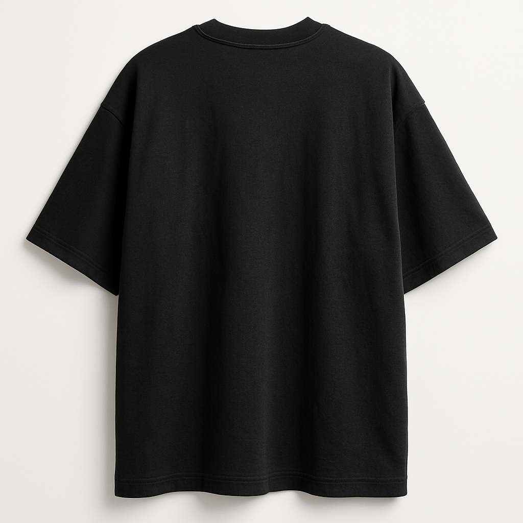 Black  : Round Neck Drop Sleeved Tee For Men and Women