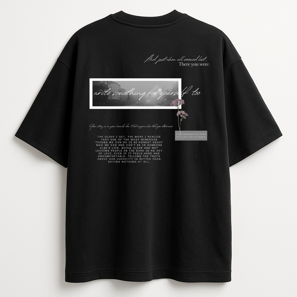 Black : Round Neck Drop Sleeved Tee For Men and Women