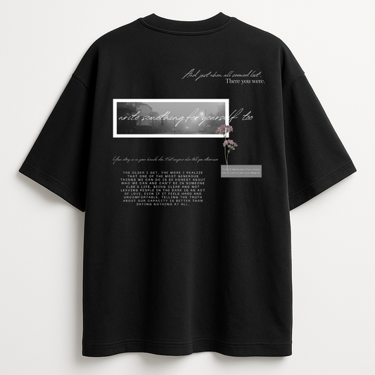 Black : Round Neck Drop Sleeved Tee For Men and Women