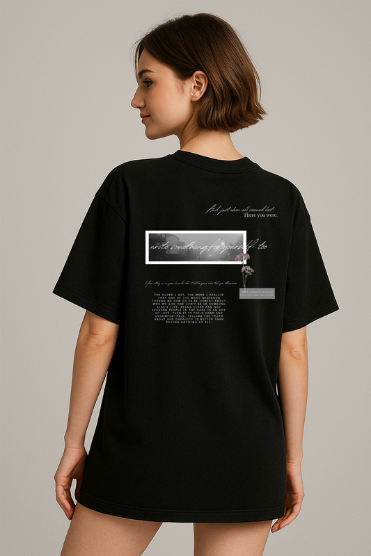 Black : Round Neck Drop Sleeved Tee For Men and Women