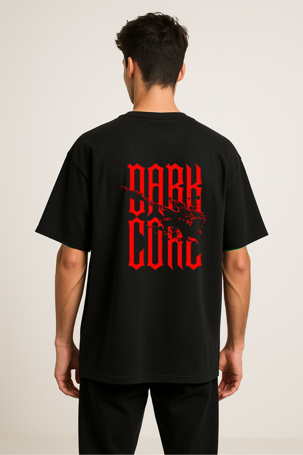 Black : Round Neck Drop Sleeved Tee For Men and Women