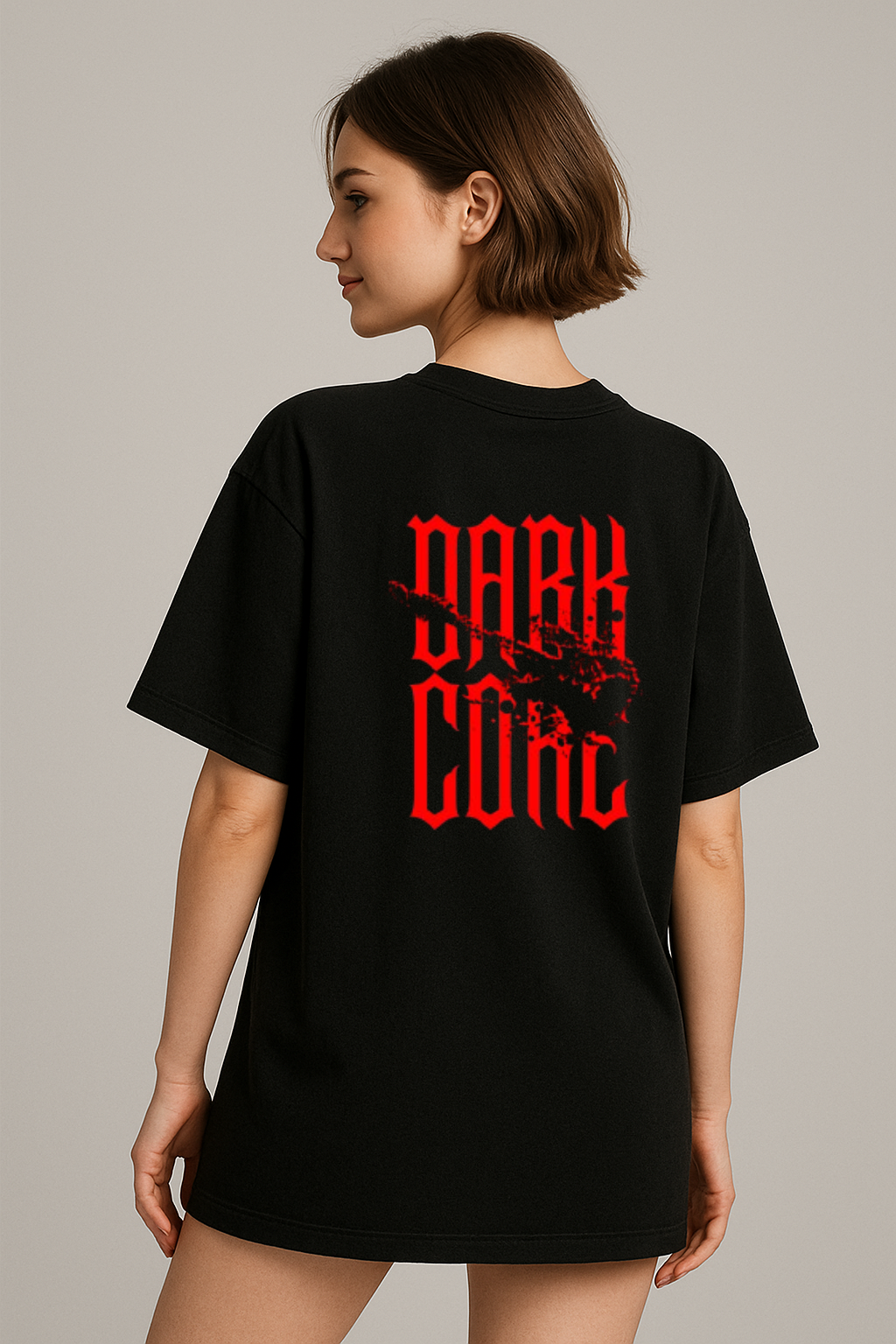 Black : Round Neck Drop Sleeved Tee For Men and Women