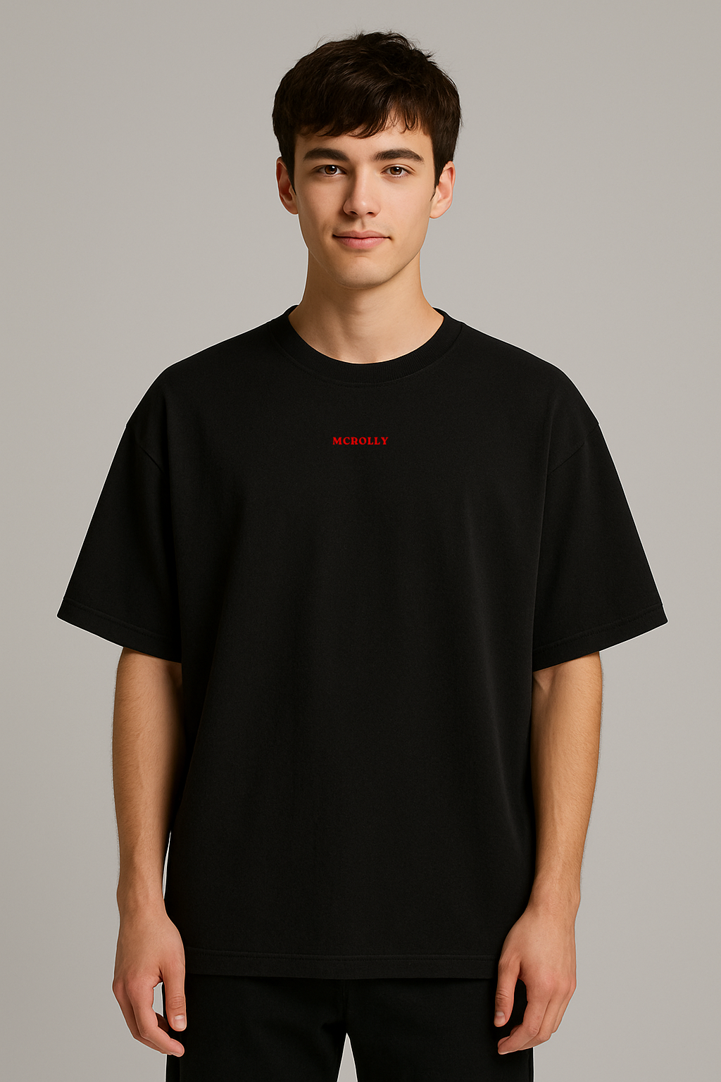 Black : Round Neck Drop Sleeved Tee For Men and Women