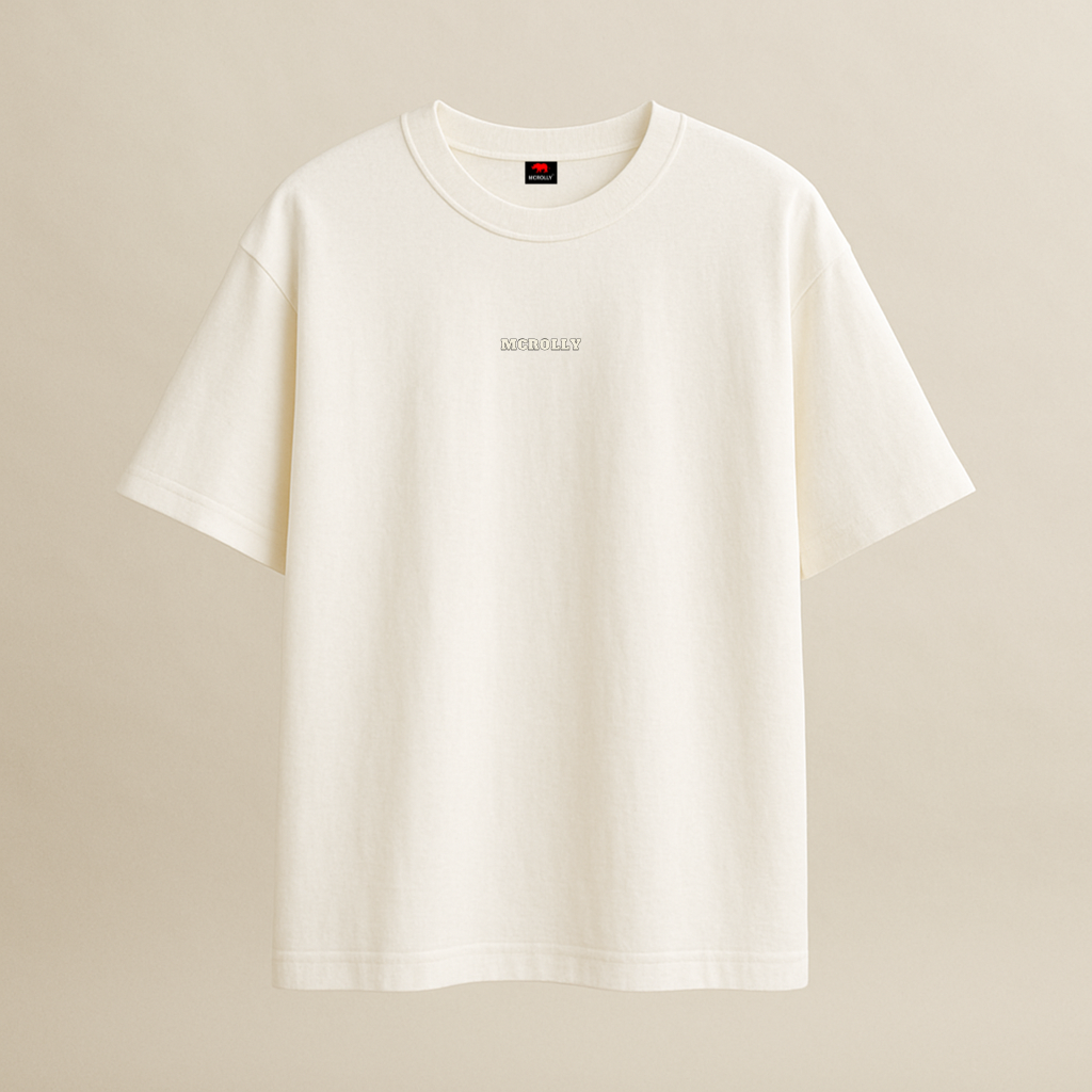 Off white : Round Neck Drop Sleeved Tee For Men and Women