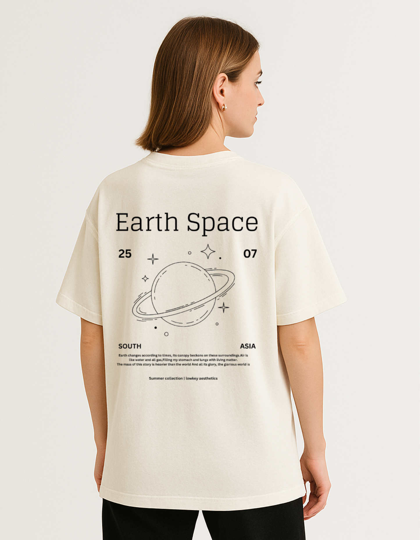 Premium off white oversize earth space T-shirt