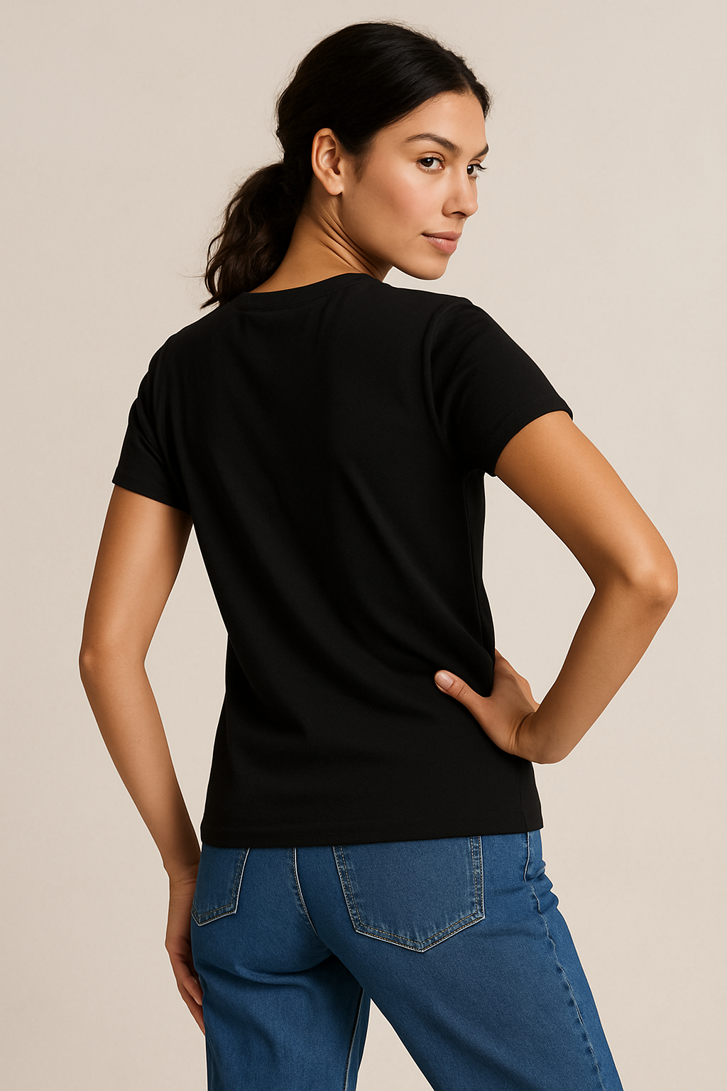 Blooming regular fit black T-shirt