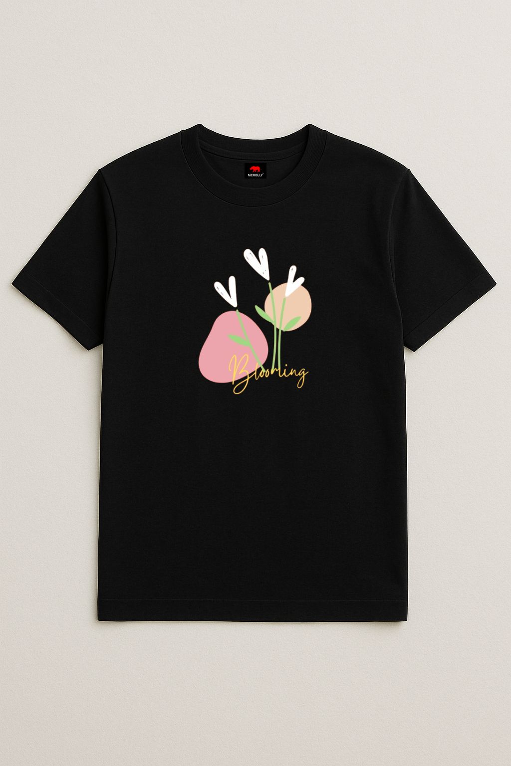 Blooming regular fit black T-shirt