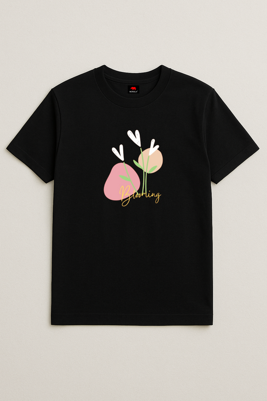 Blooming regular fit black T-shirt