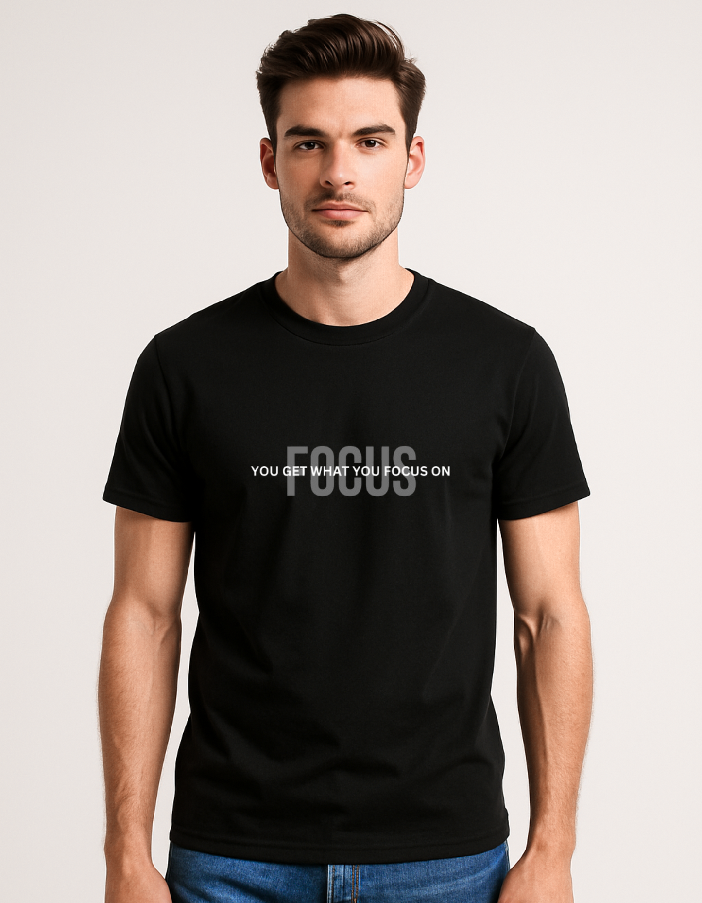 Regular fit focus black T-shirt